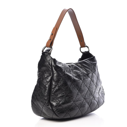Chanel Glazed Calfskin On The Road Hobo Black 3 of 10