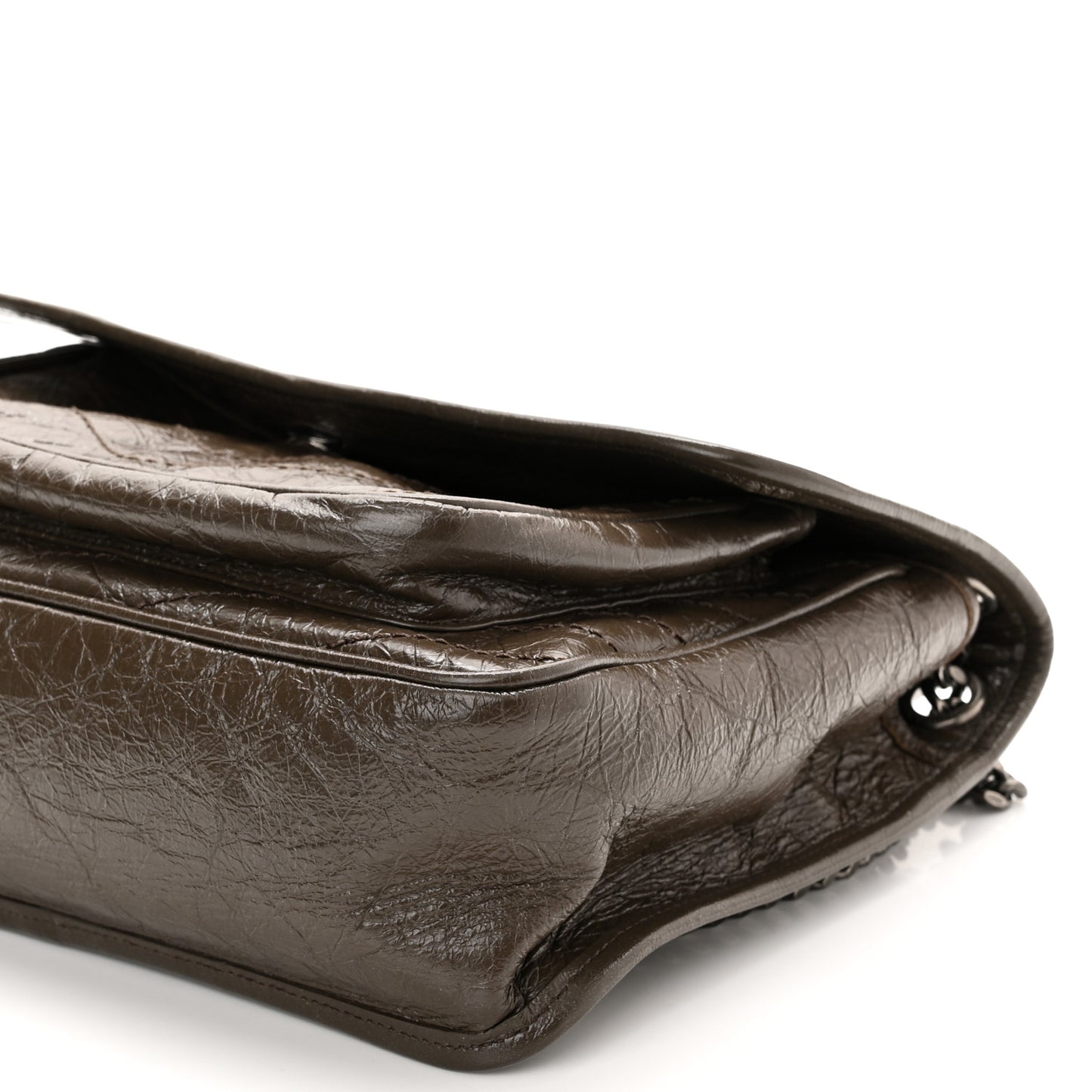 Crinkled Calfskin Matelasse Monogram Medium Niki Chain Satchel Faggio