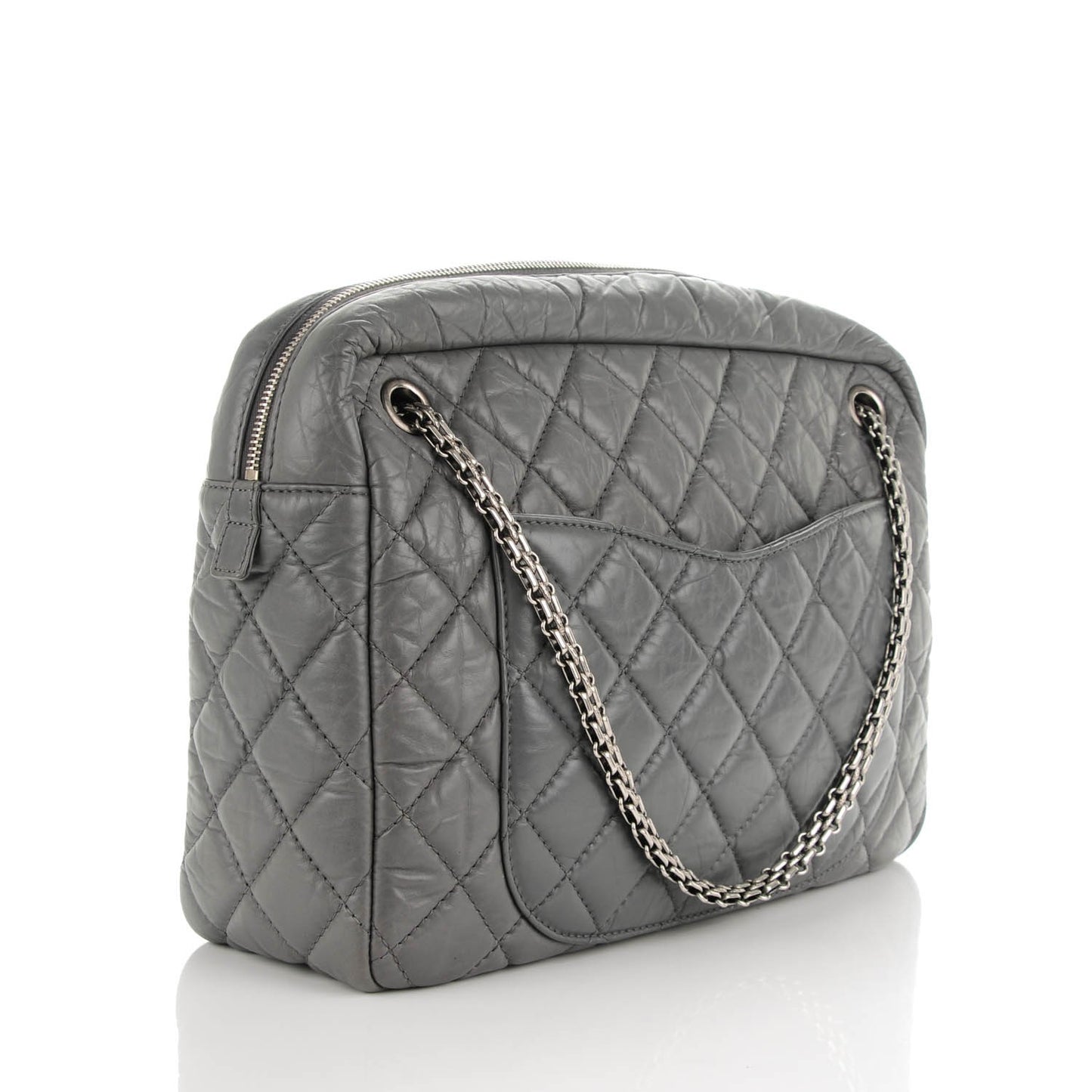 Aged Calfskin Quilted Large Reissue Camera Case Grey