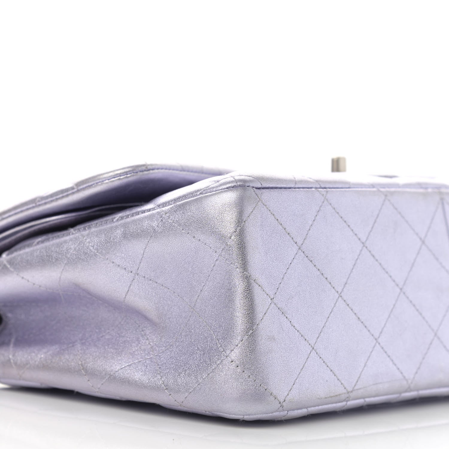 Chanel Metallic Lambskin Quilted Jumbo Double Flap Light Purple 9 of 13