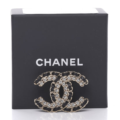 Chanel Lambskin Crystal Vintage Allure CC Chain Brooch Black Gold 5 of 5