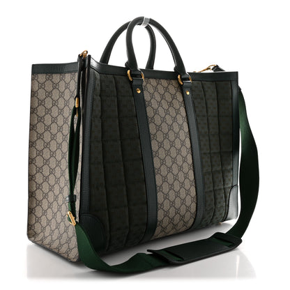 Gucci Monogram GG Mignon Textured Dollar Calfskin GG Supreme Monogram Quilted Mini GG Large Tote Bag Green Beige Ebony 3 of 11