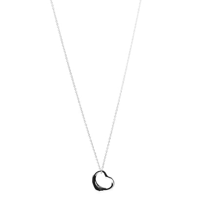 Tiffany Sterling Silver 16mm Elsa Peretti Open Heart Pendant Necklace 1 of 6