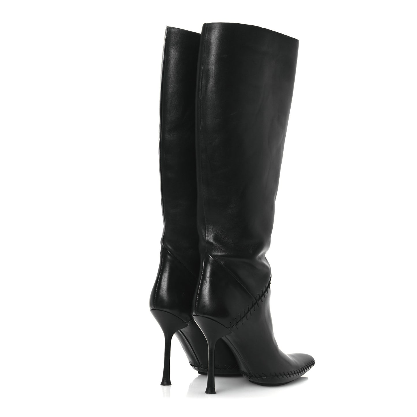 Nappa Stitched Knee High Boots 38.5 Black