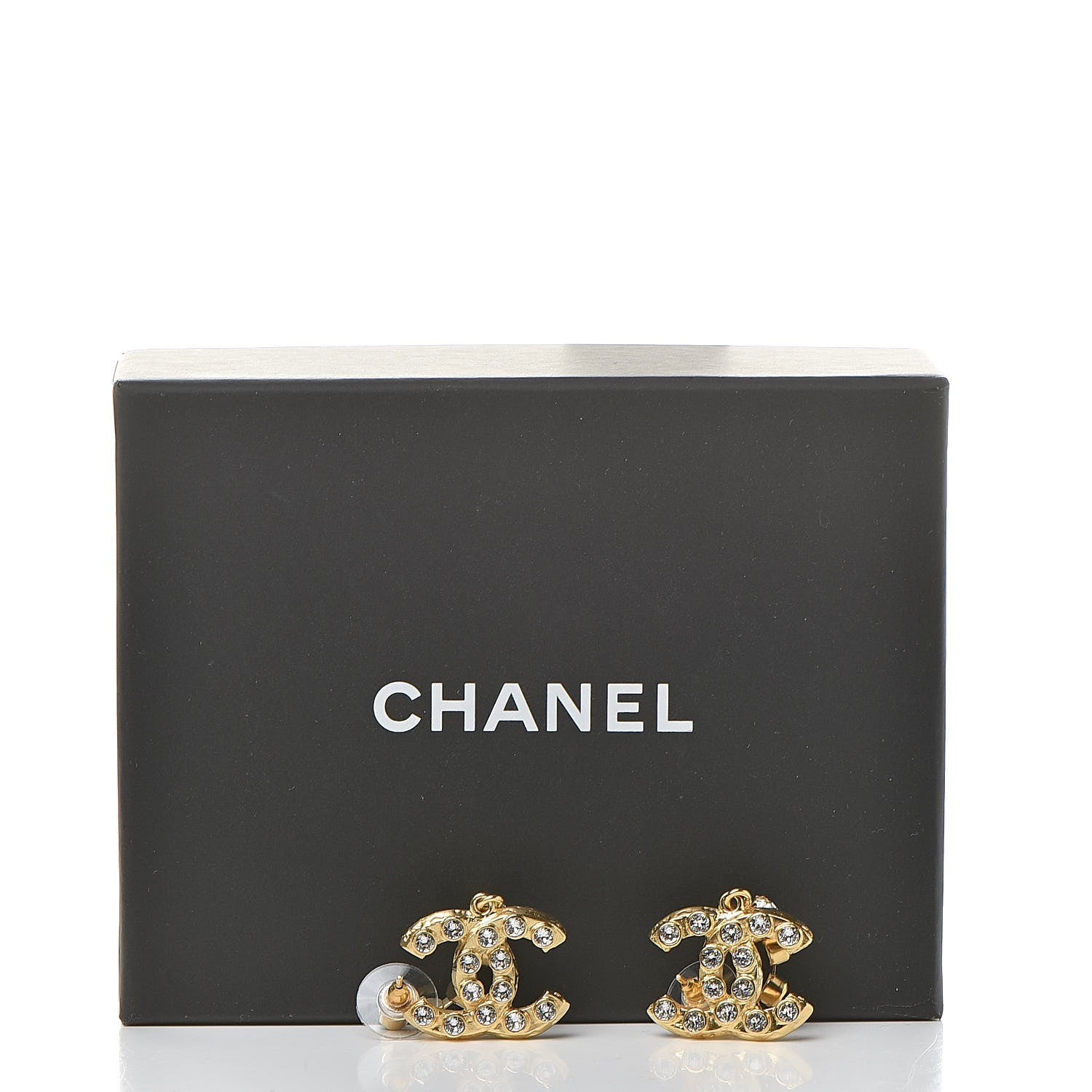 Chanel CC Crystal Drop Earrings Gold 5 of 5
