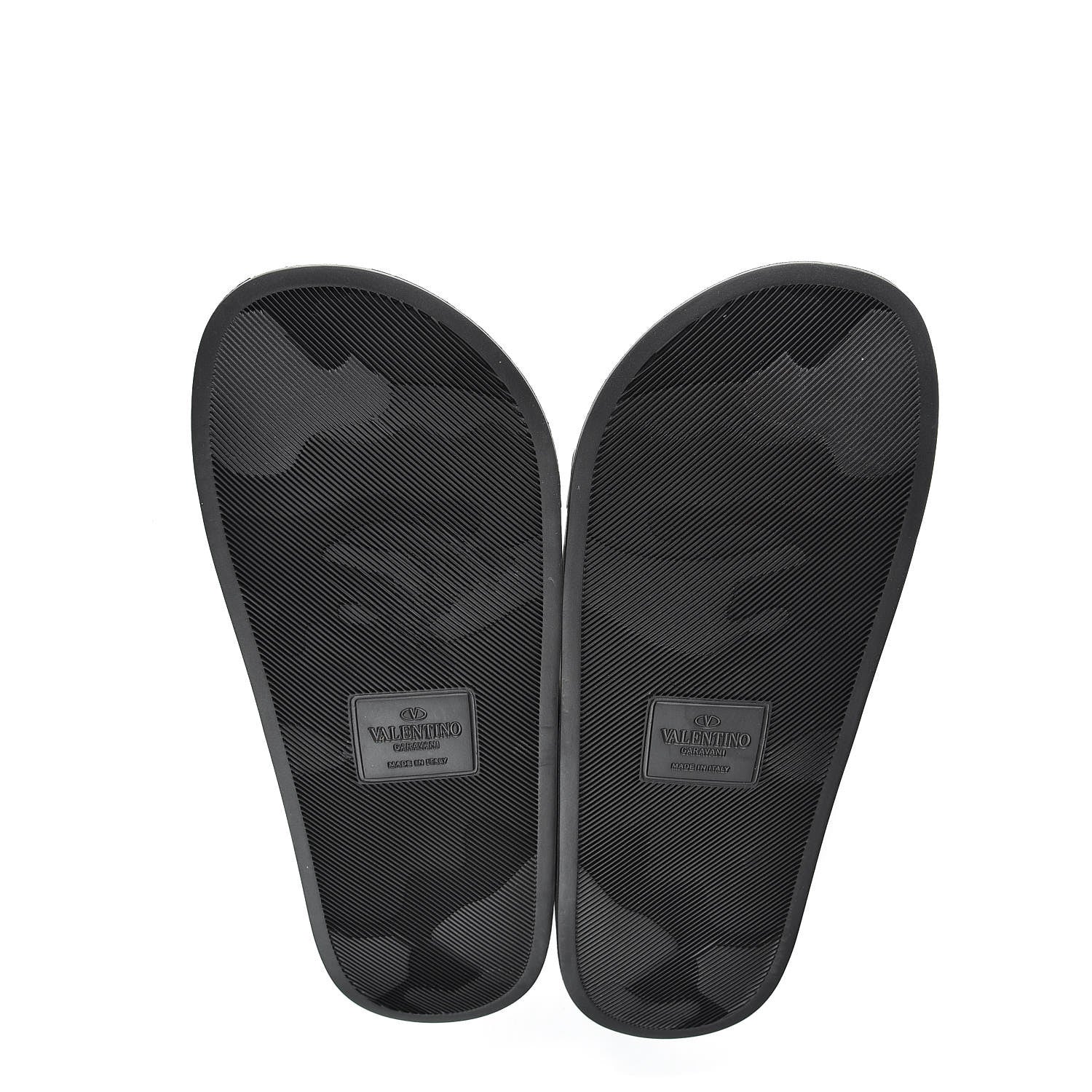 Valentino Garavani Rubber Camo Slide Sandals 40 Black 7 of 8