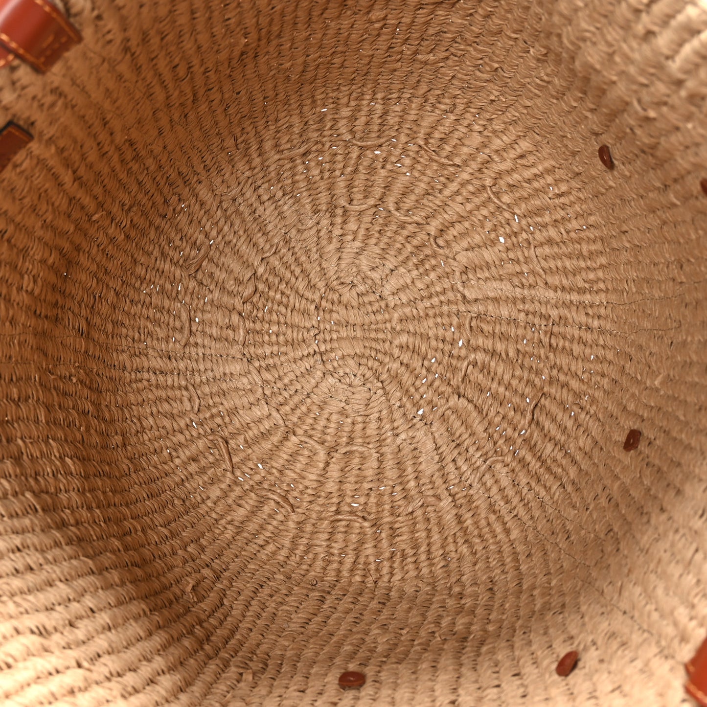 Raffia Calfskin Tassel Large Basket Tote Sepia Brown