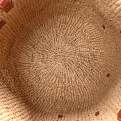 Chloe Raffia Calfskin Tassel Large Basket Tote Sepia Brown 5 of 8