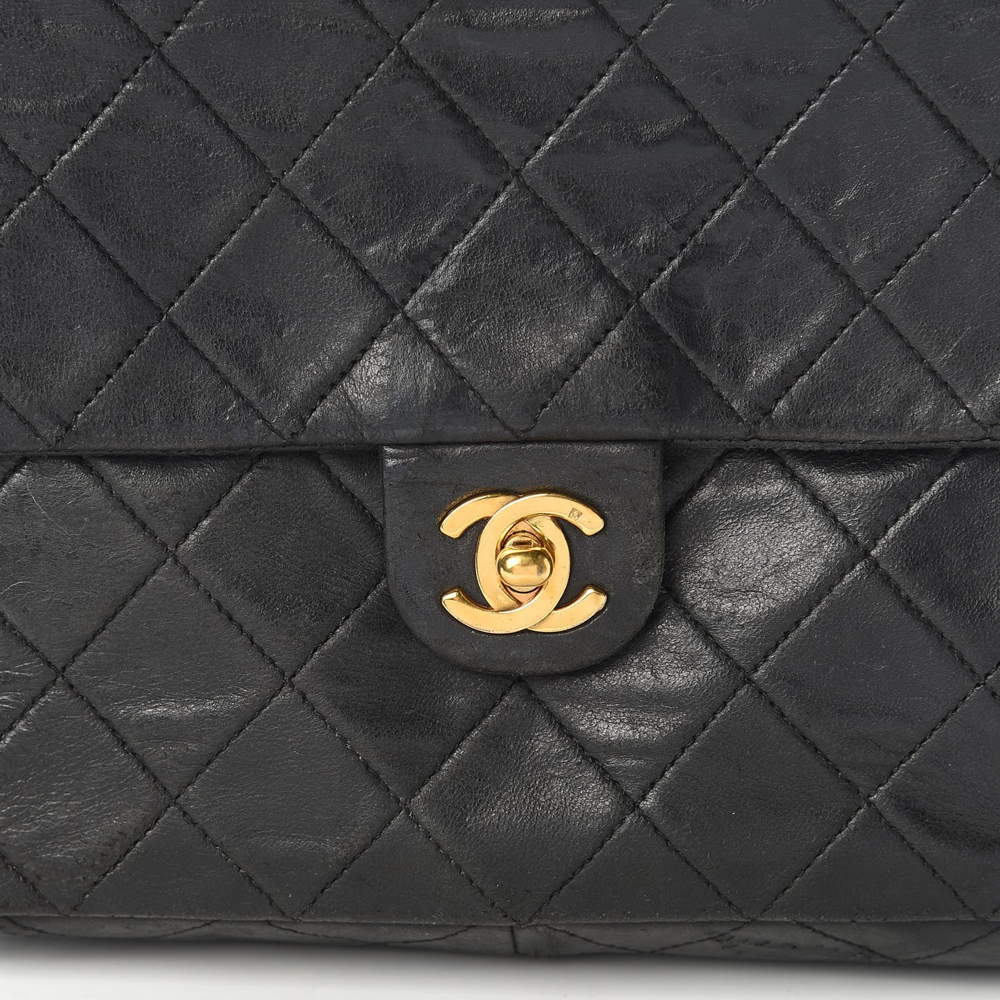 Lambskin Quilted Mini Square Flap Black
