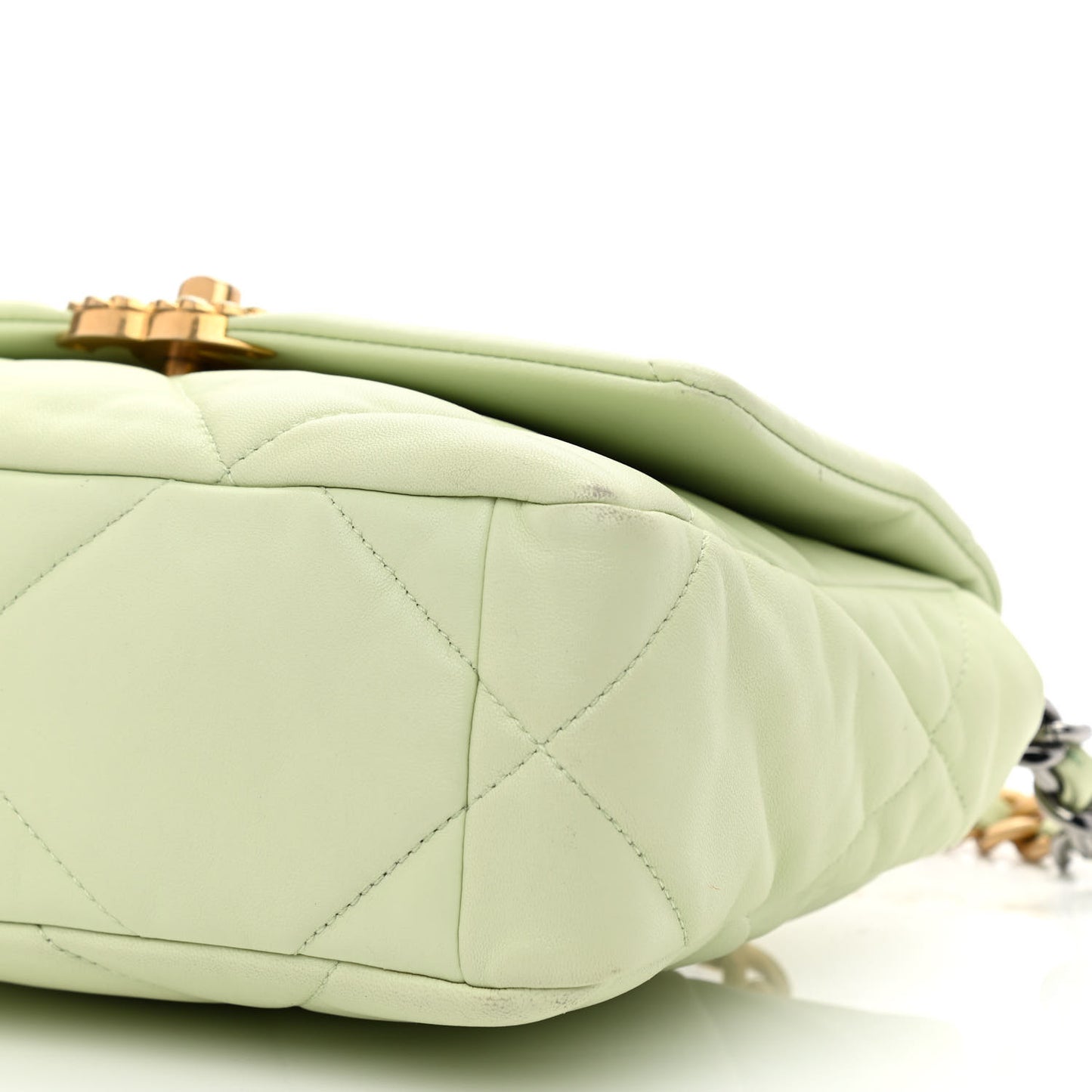 Goatskin Quilted Medium Chanel 19 Flap Light Green