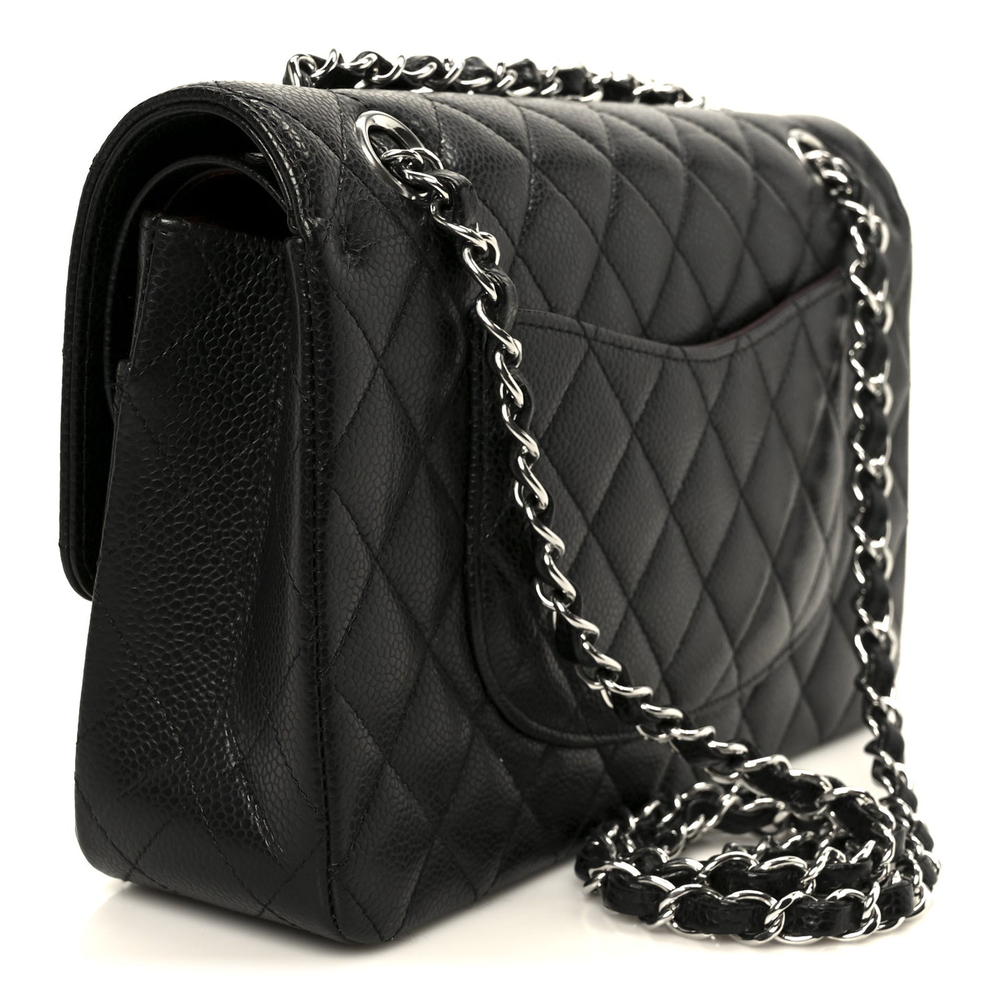 Caviar Quilted Medium Double Flap Black