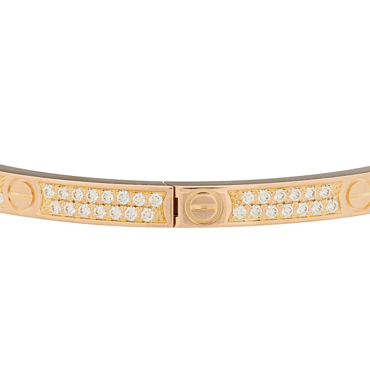 18K Pink Gold Diamond Small LOVE Paved Bracelet 17