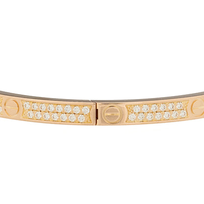 Cartier 18K Pink Gold Diamond Small LOVE Paved Bracelet 17 3 of 5