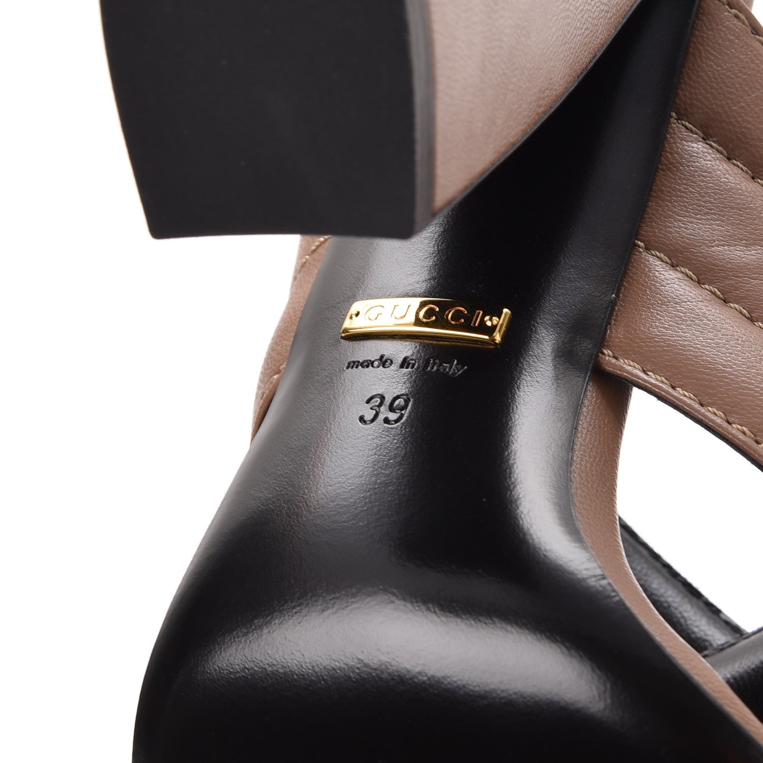 Gucci Malaga Kid Webby Crossover High Heel Slide Sandals 39 Porcelain Rose 6 of 9