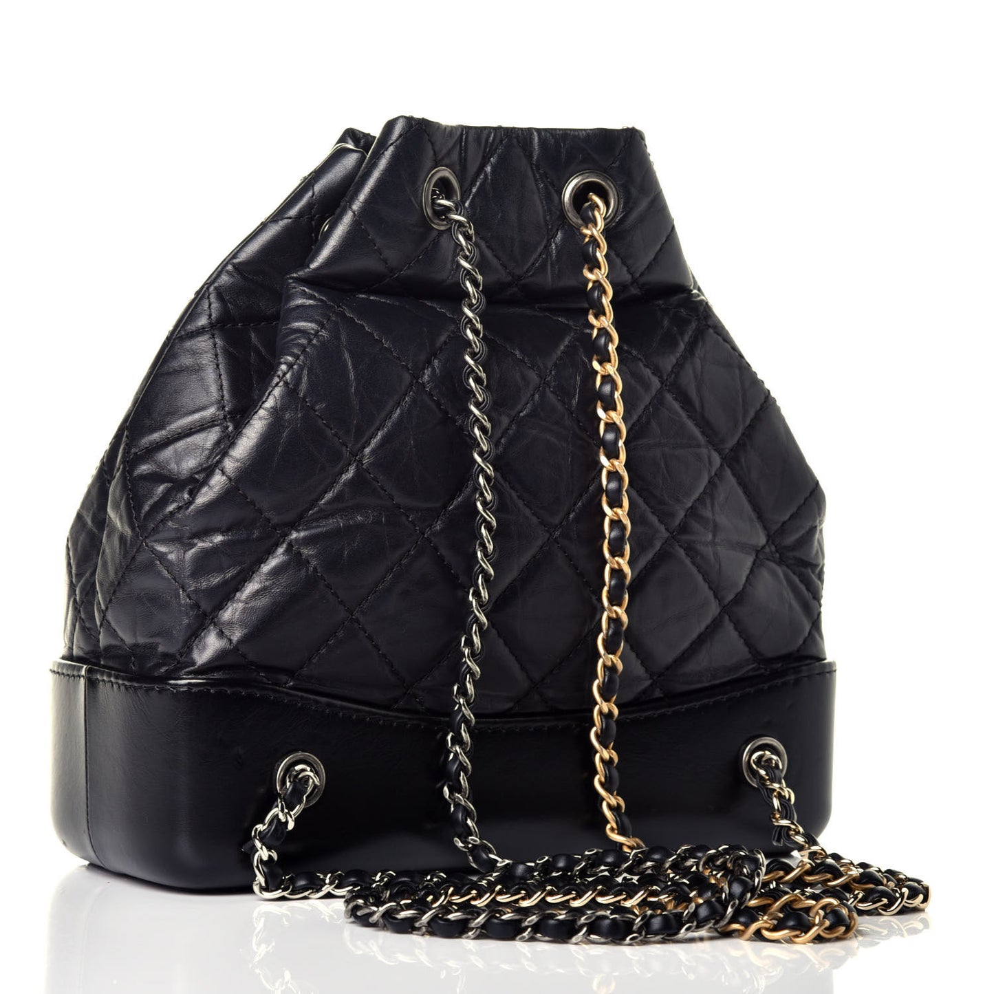Aged Calfskin Quilted Small Gabrielle Backpack Black