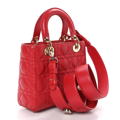 Christian Dior Lambskin Cannage Small Lucky Badges My Lady Dior Red 3 of 11