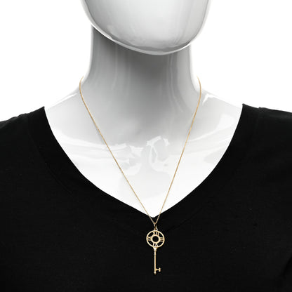 Tiffany 18K Yellow Gold Diamond Large Atlas Key Pendant Necklace 2 of 5