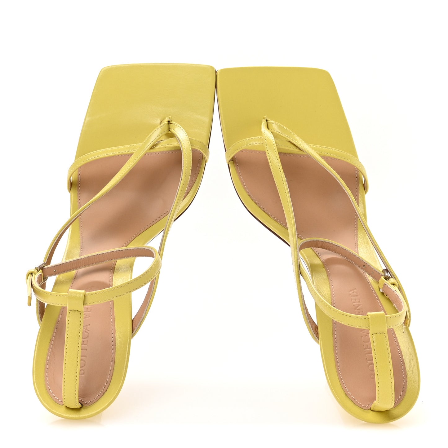 Lambskin Stretch Multi Strap 90mm Sandals 38.5 Pear