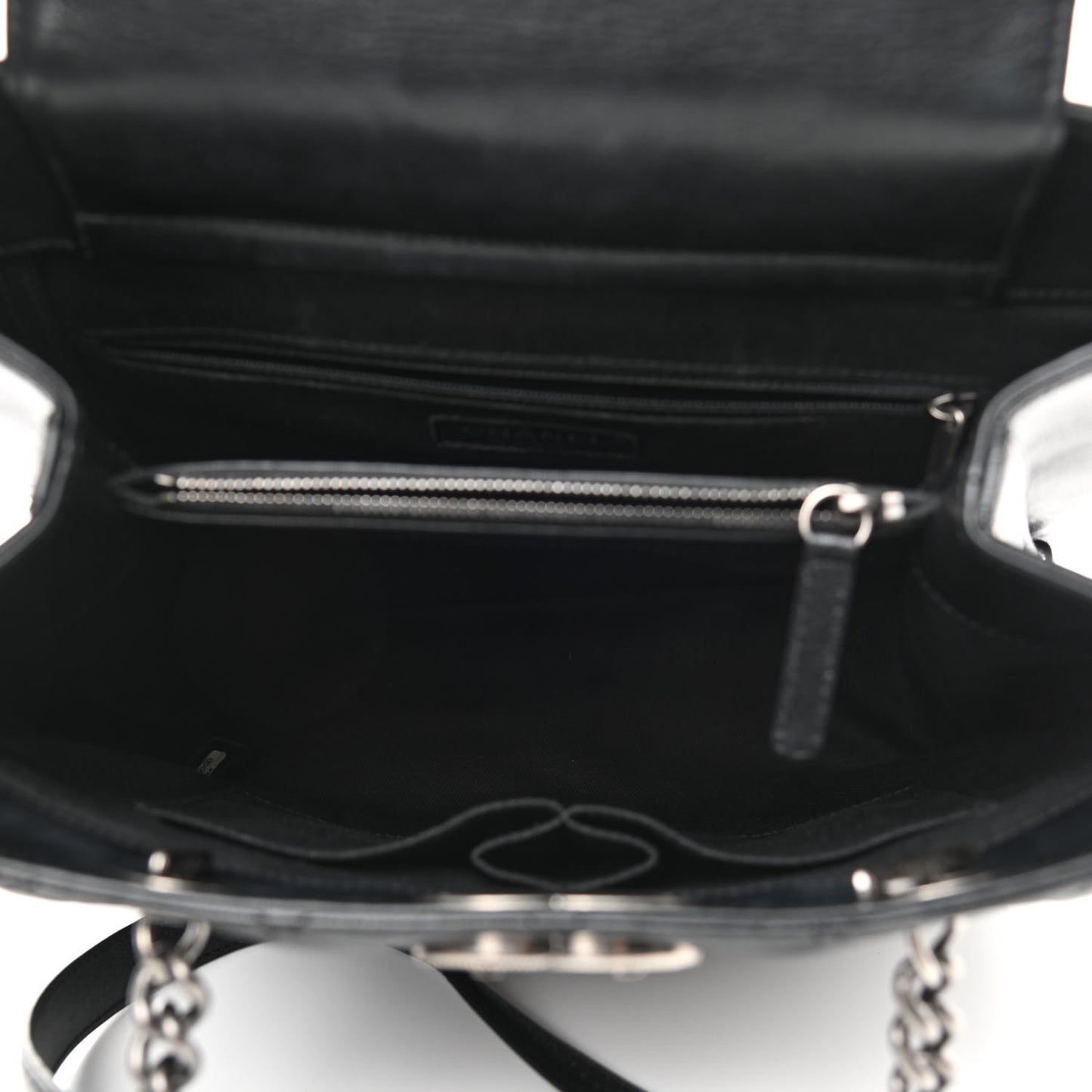 Metallic Goatskin Quilted Small City Rock Shopping Tote Black
