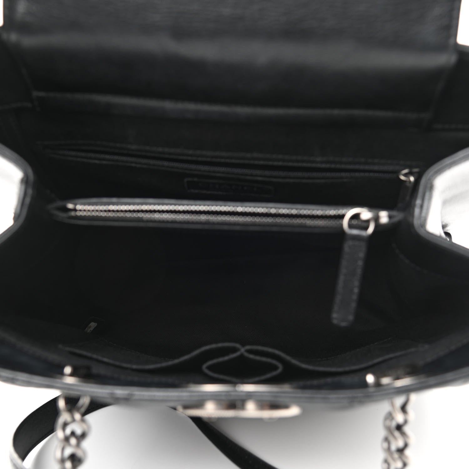 Chanel Metallic Goatskin Quilted Small City Rock Shopping Tote Black 5 of 11