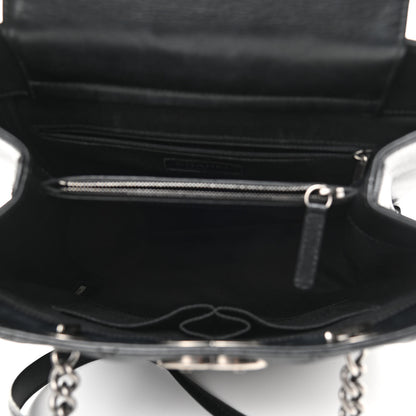 Chanel Metallic Goatskin Quilted Small City Rock Shopping Tote Black 5 of 11