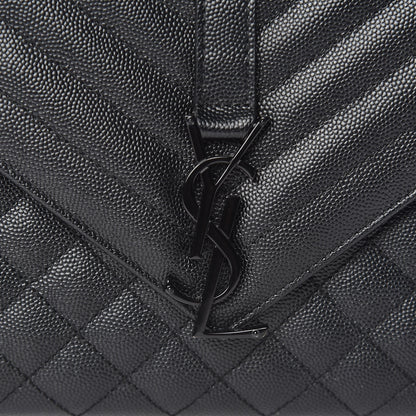 Saint Laurent Grain De Poudre Textured Mixed Matelasse Triquilt Medium Monogram Satchel Black 10 of 10