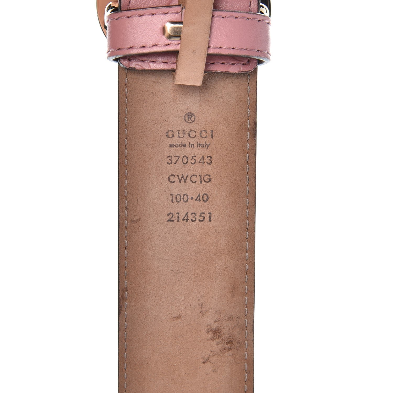 Gucci Guccissima Signature Interlocking G 37mm Belt 100 40 Rose Baby Candy 4 of 10