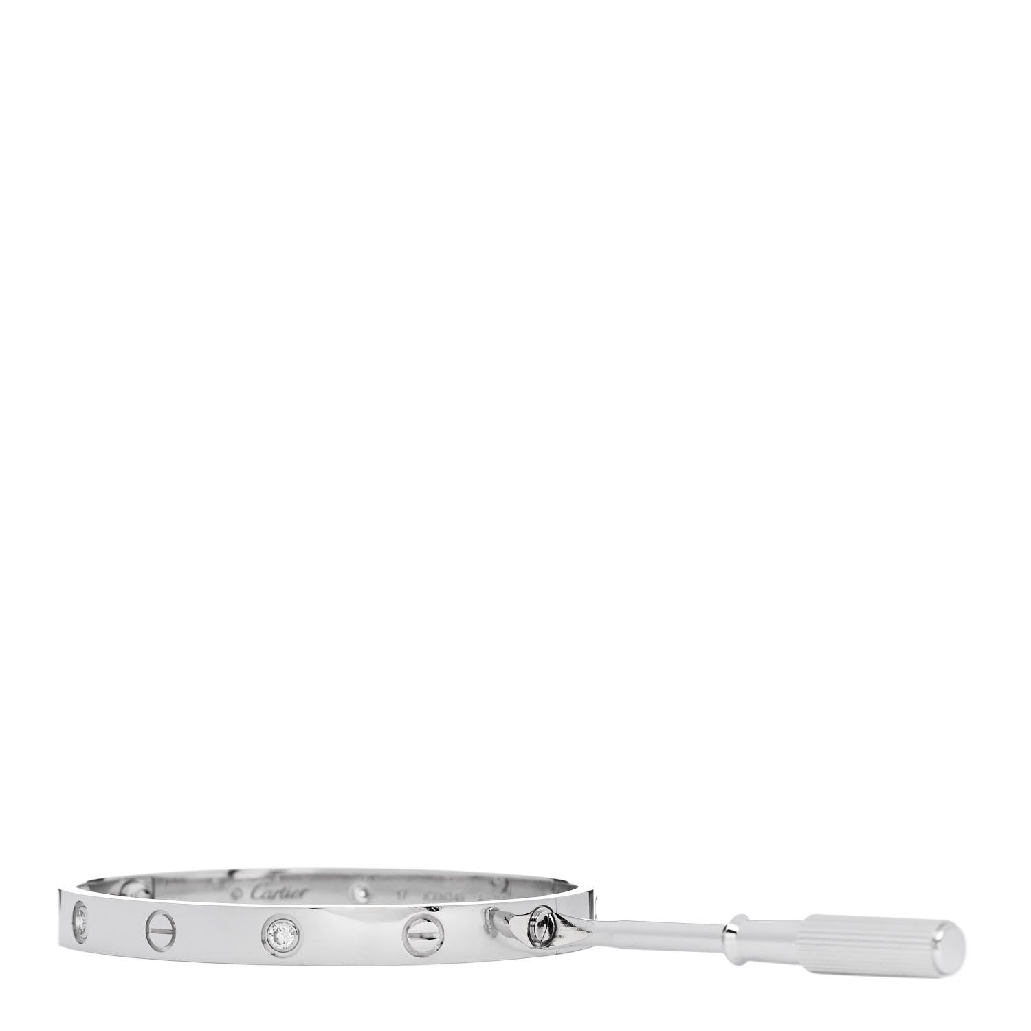 Cartier 18K White Gold 4 Diamond LOVE Bracelet 17 3 of 9