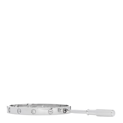 Cartier 18K White Gold 4 Diamond LOVE Bracelet 17 3 of 9
