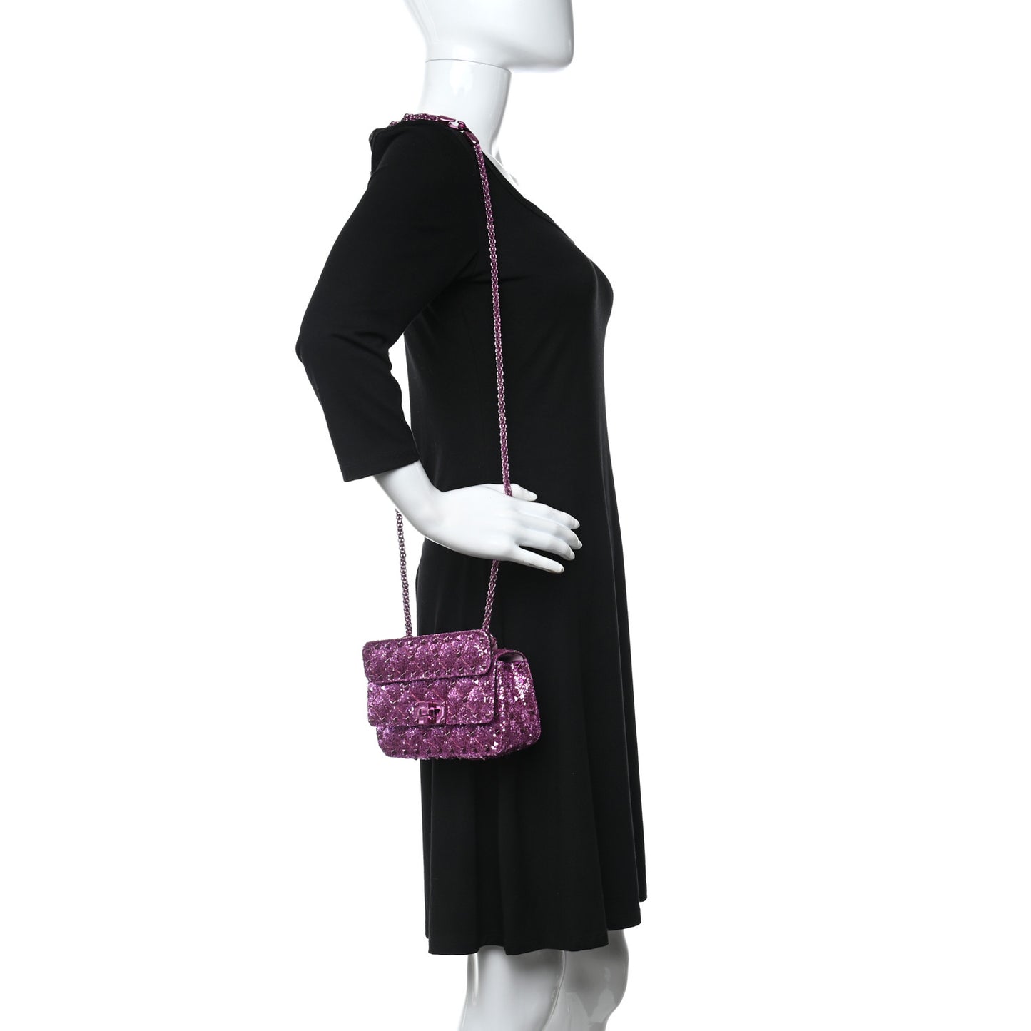 Glitter Mini Rockstud Spike Shoulder Bag Water Lilac