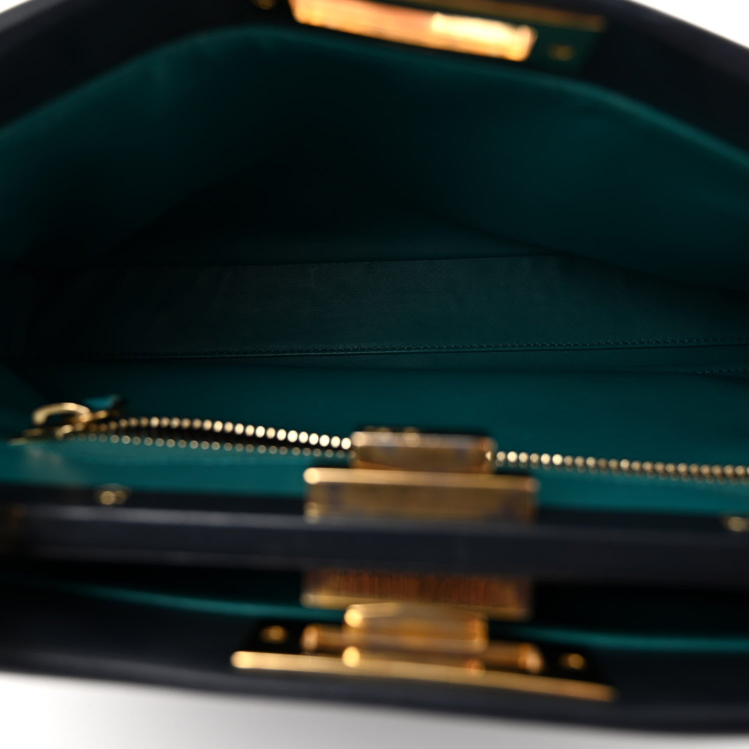 Fendi Vitello Morgan Shiny Nappa Medium Peekaboo Iconic Satchel Lavagna Lago 5 of 10