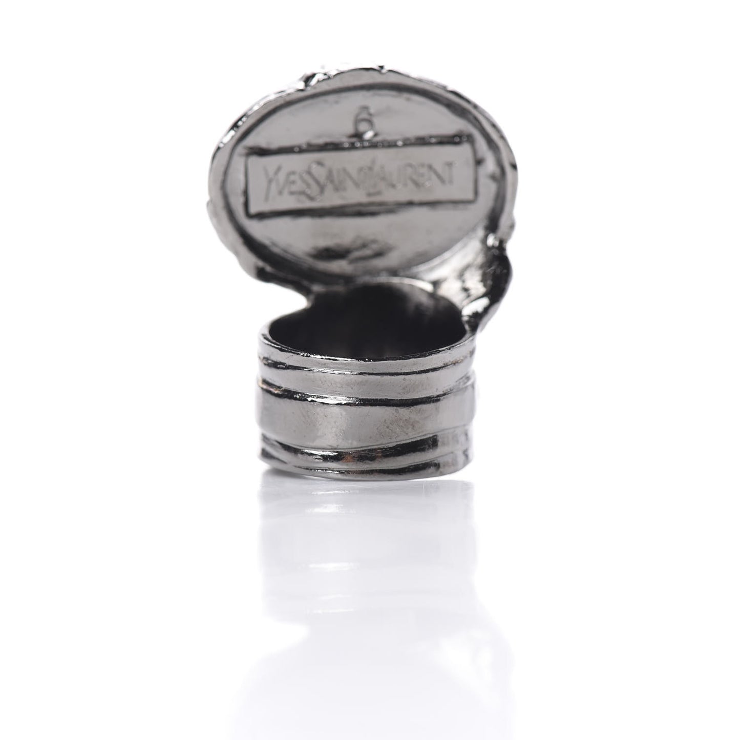 Glass Cabochon Gunmetal Arty Ovale Ring 6 Black