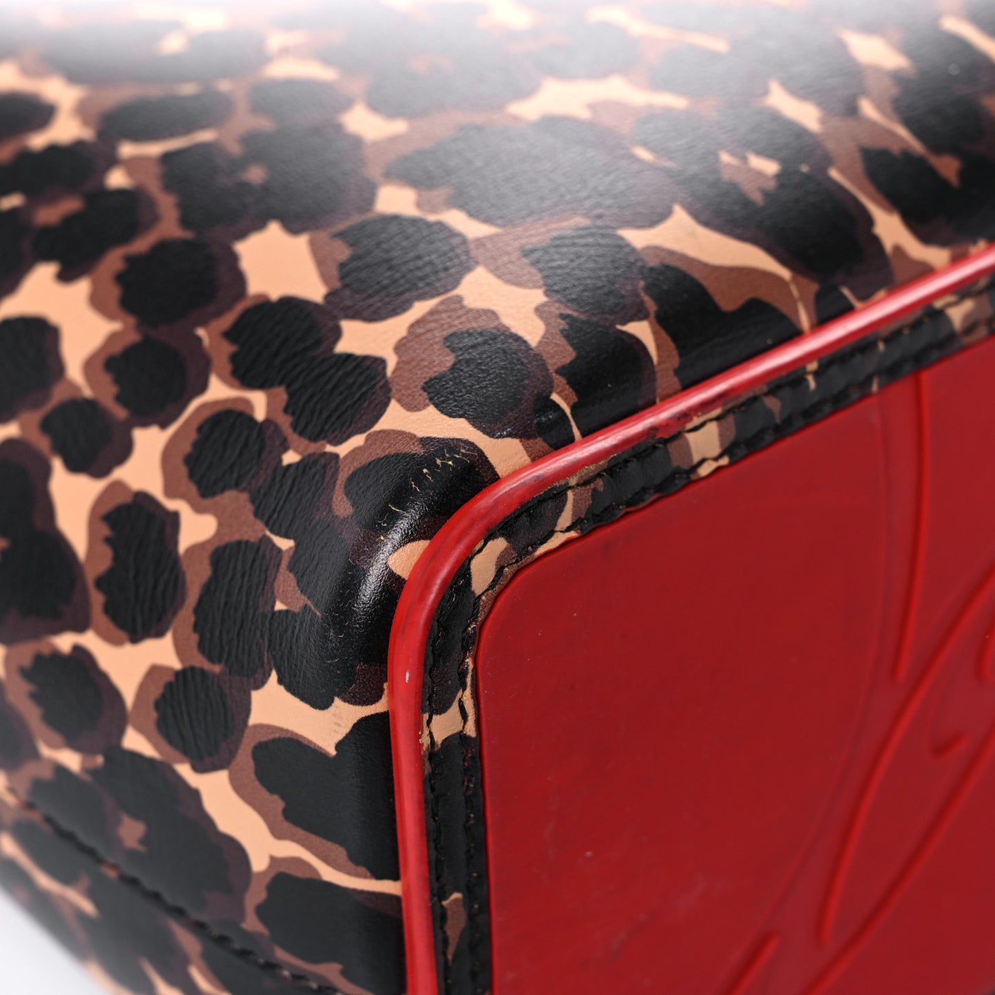 Calfskin Leopard Print Spikes Small East West Cabata Tote Brown