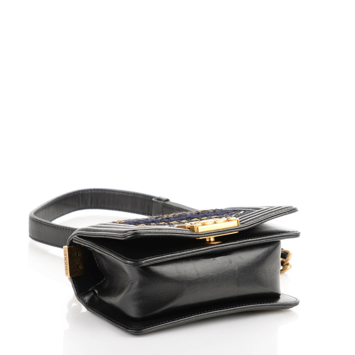 Lambskin Tweed Mini Boy Flap Black