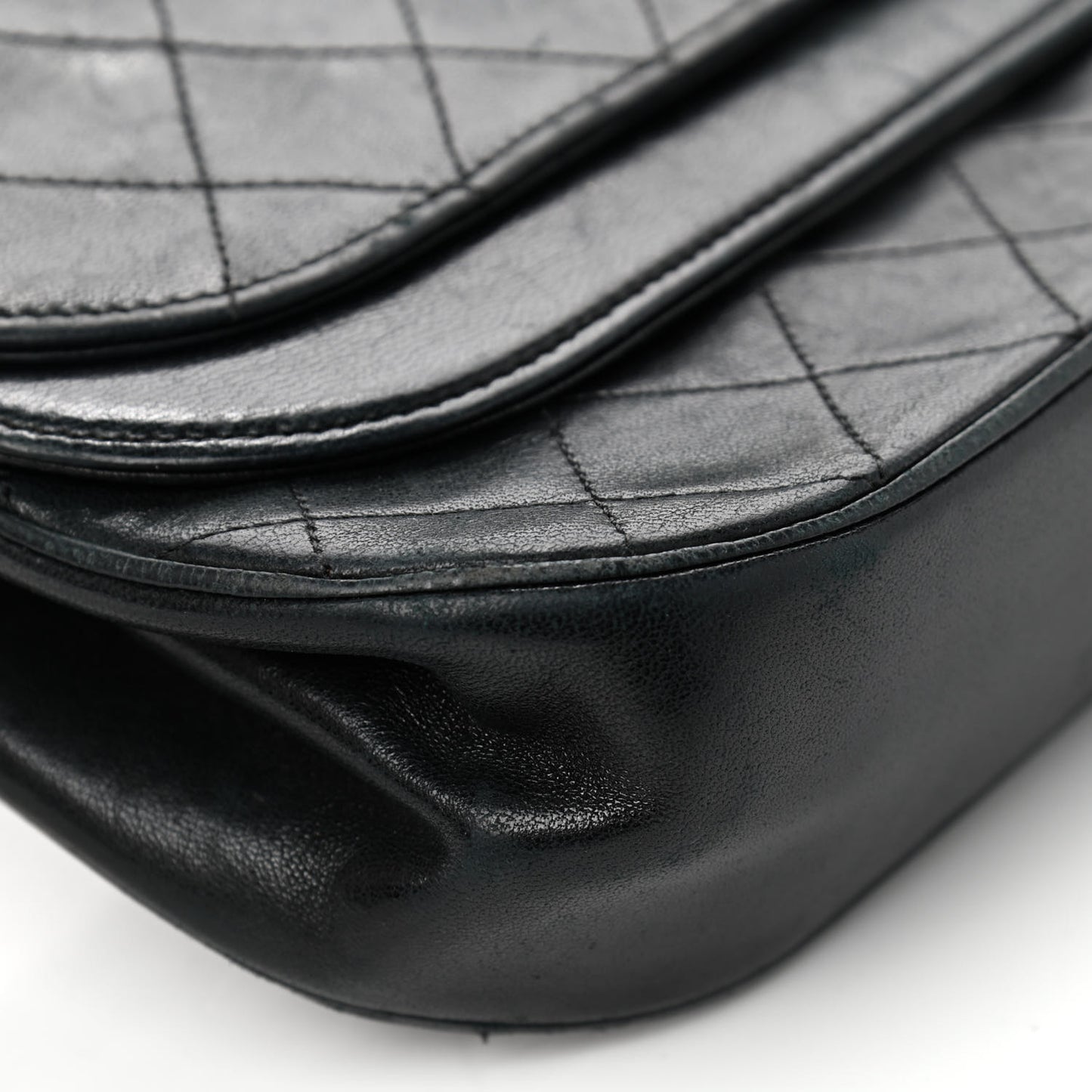 Lambskin Quilted Medium Double Flap Black