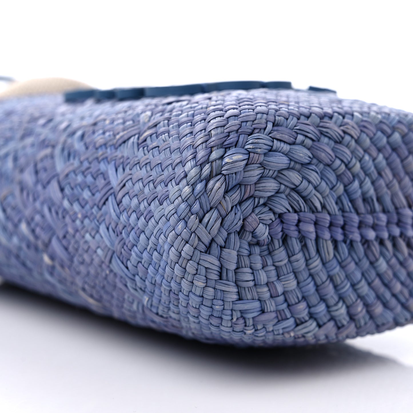 Calfskin Raffia Paulas Ibiza Square Bucket Bag Blue