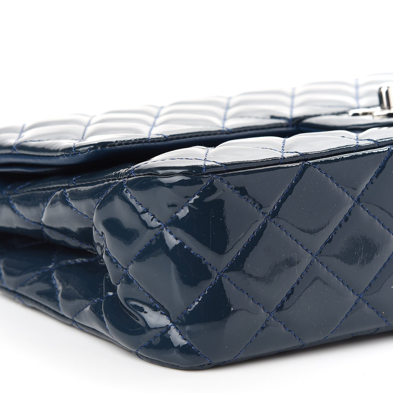 Chanel Patent Quilted Medium Double Flap Navy 7 of 9