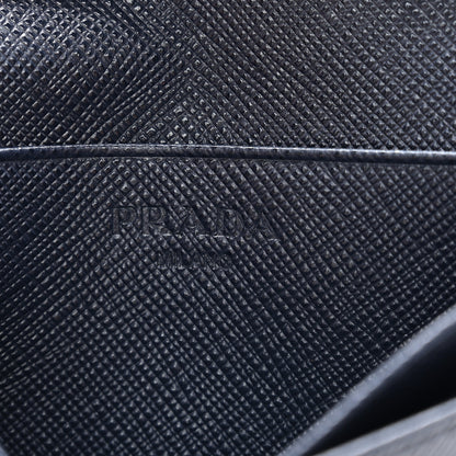 Prada Saffiano Flap Card Holder Baltico 6 of 8