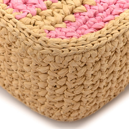 Prada Yarn Raffia Effect Crochet Striped Re-Edition 2005 Shoulder Bag Naturale Petalo 11 of 12