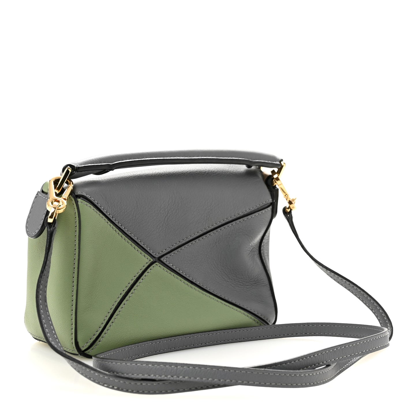 Calfskin Mini Puzzle Bag Asphalt Grey Nude