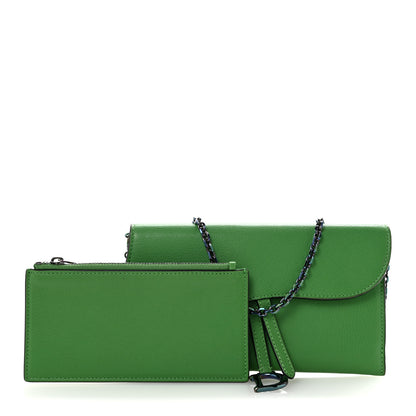 Christian Dior Goatskin Saddle Chain Wallet Pouch Bright Green 3 of 13