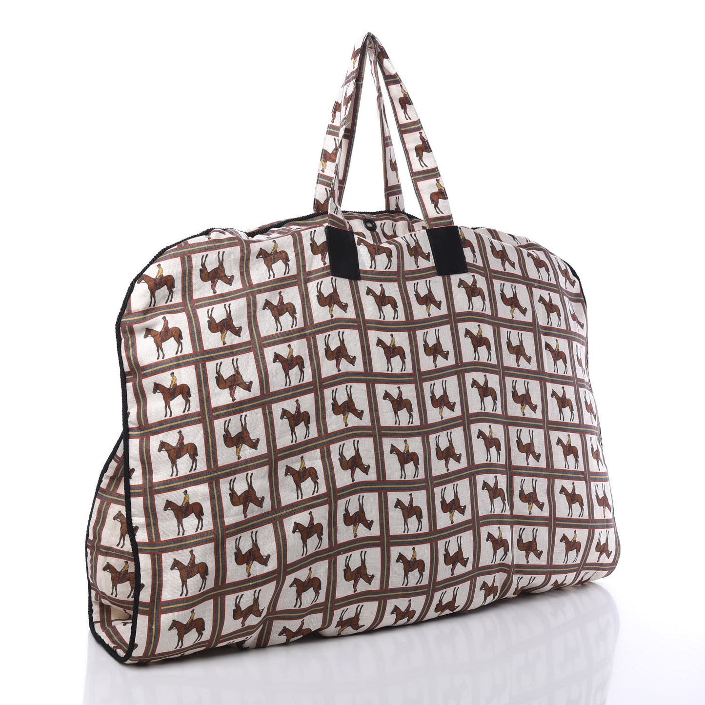Equestrian Print Canvas Garment Weekend Travel Bag