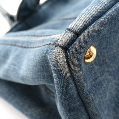 Prada Denim Small Logo Tote Bleu 13 of 14