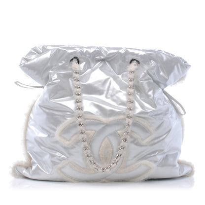 Chanel Vinyl Mohair Trimmed CC Bonbons Tote Silver 1 of 7