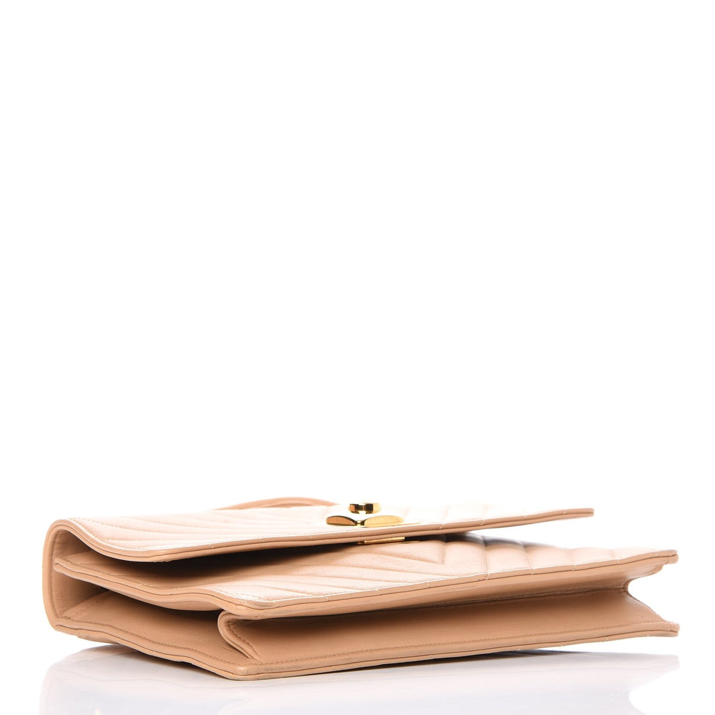 Lambskin Chevron Flap Beige
