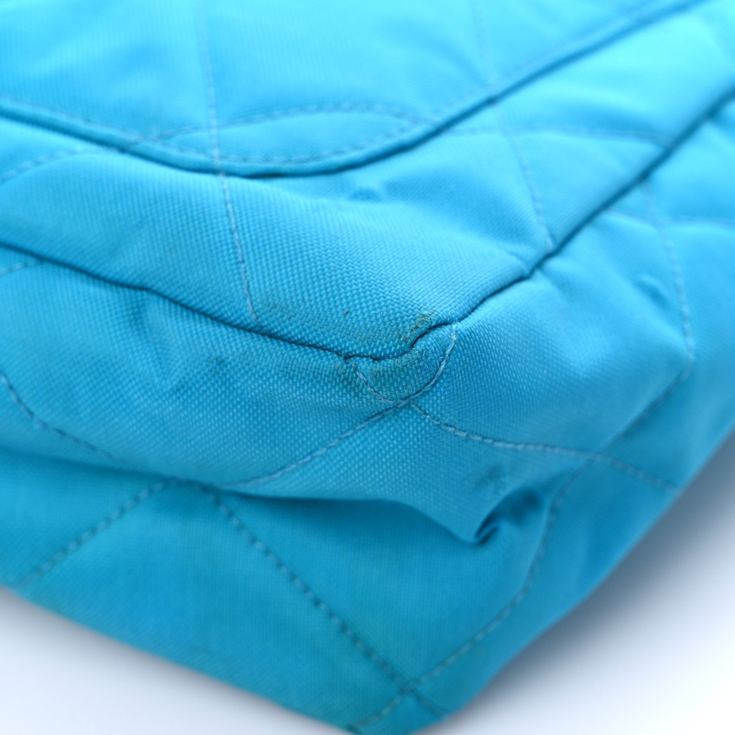Chanel Canvas Quilted Shoulder Bag Turquoise 9 of 14