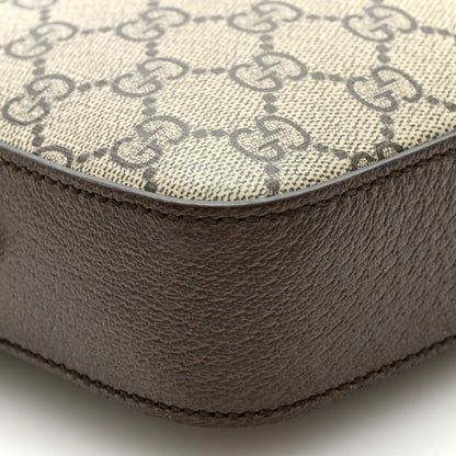 Gucci GG Supreme Monogram Textured Dollar Calfskin Web Ophidia Wristlet Shoulder Bag Beige Ebony New Acero 7 of 8