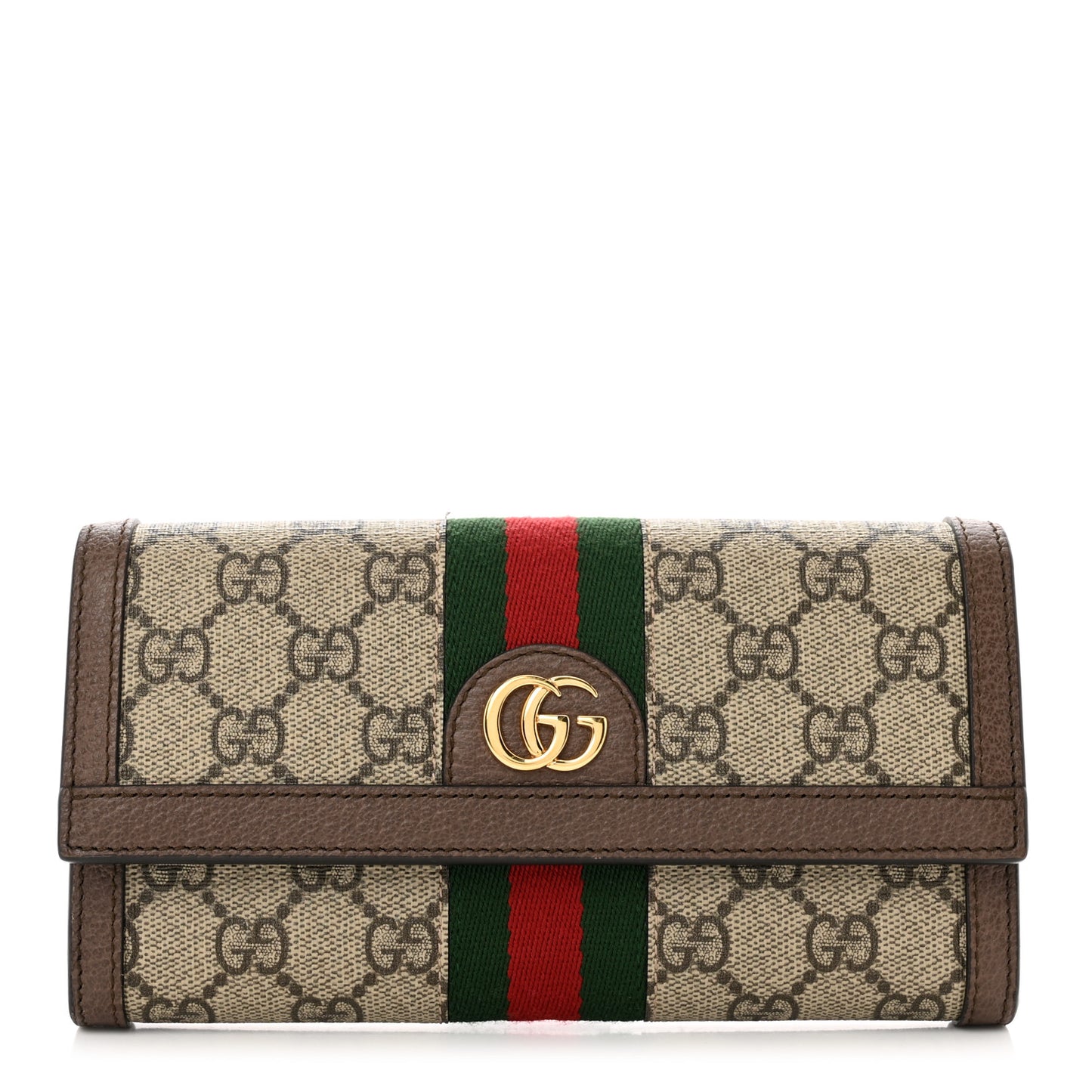 GG Supreme Monogram Web Ophidia Continental Wallet Brown