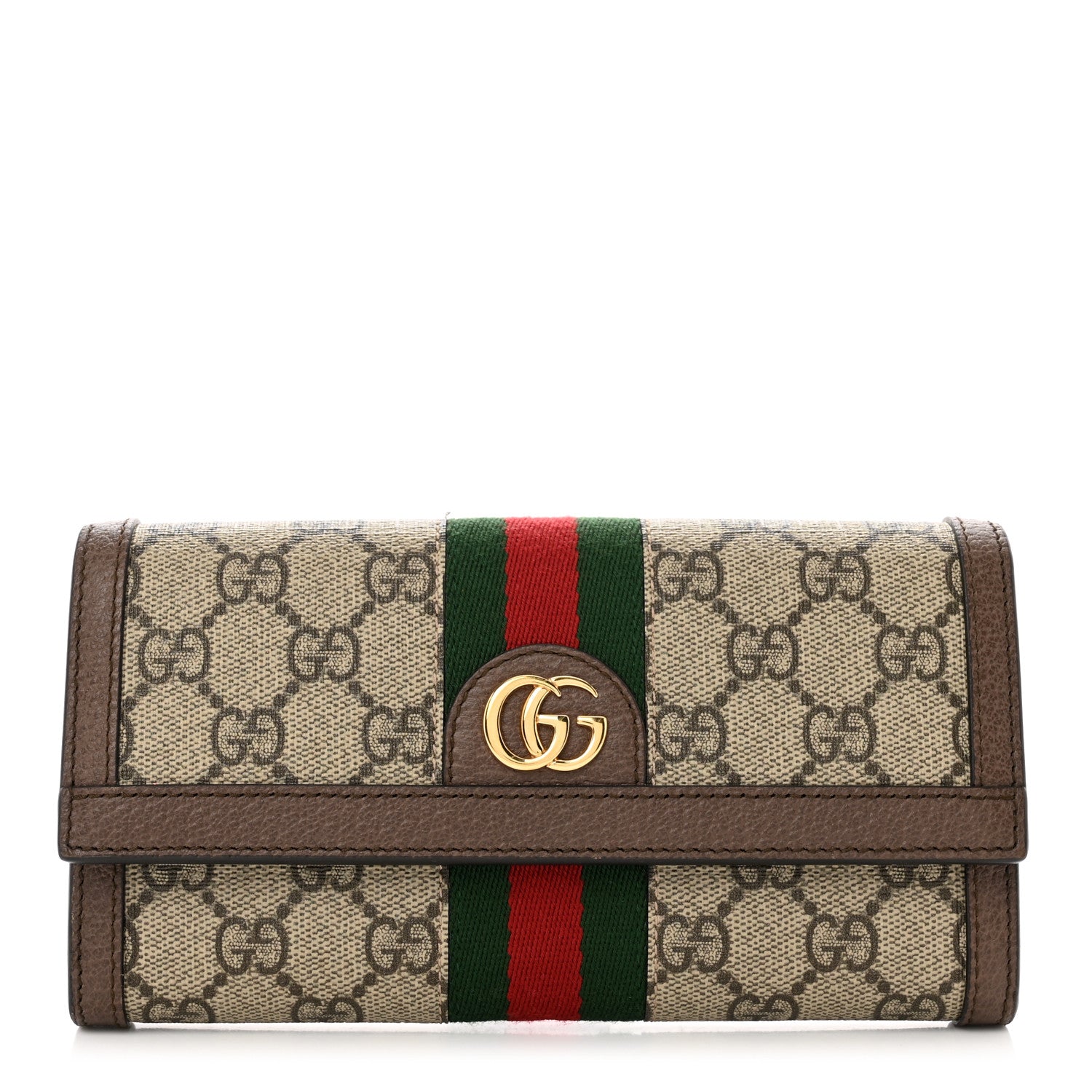 Gucci GG Supreme Monogram Web Ophidia Continental Wallet Brown 1 of 8