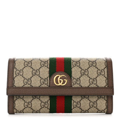 Gucci GG Supreme Monogram Web Ophidia Continental Wallet Brown 1 of 8